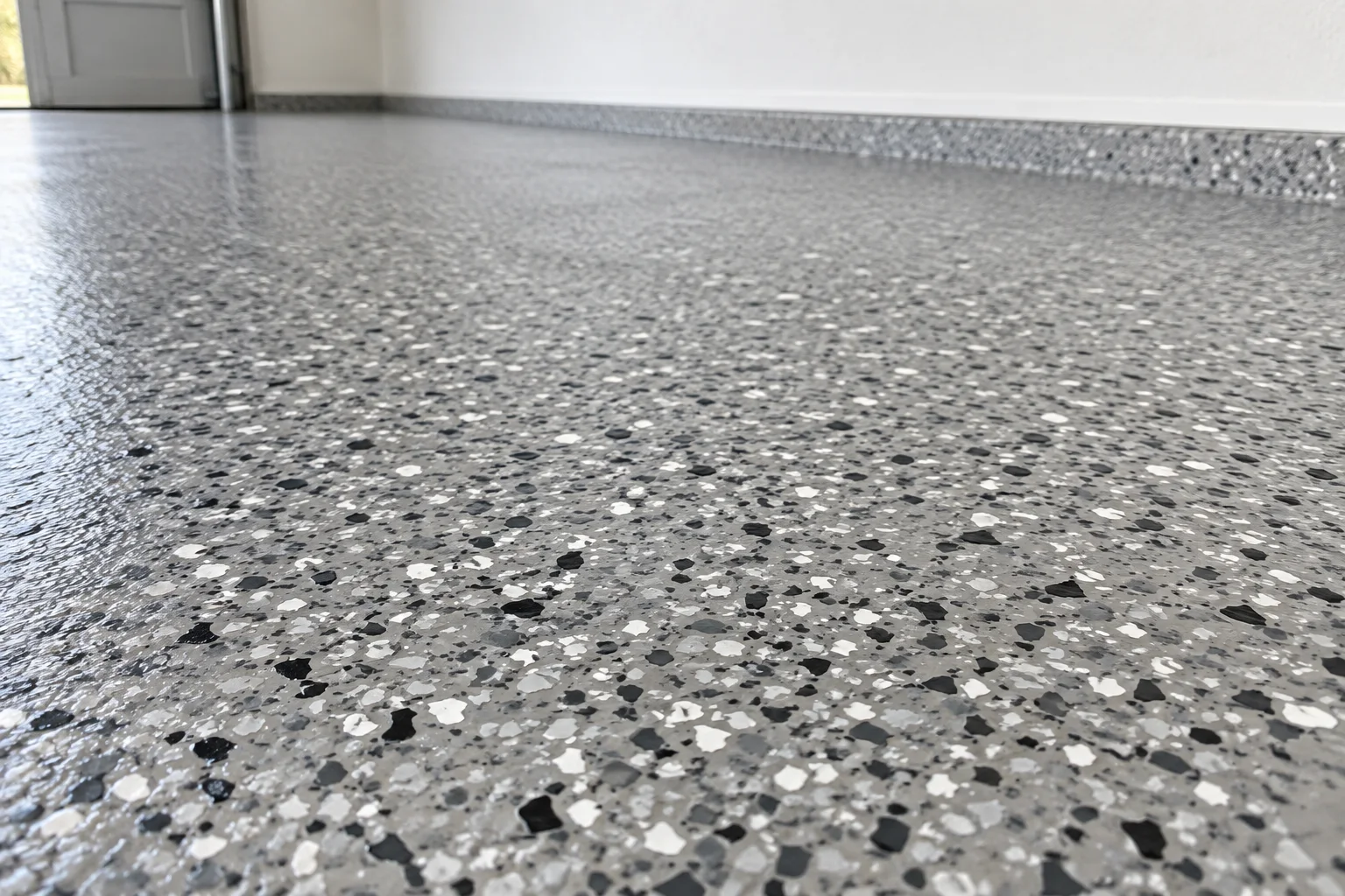 Decorative gray flake finish